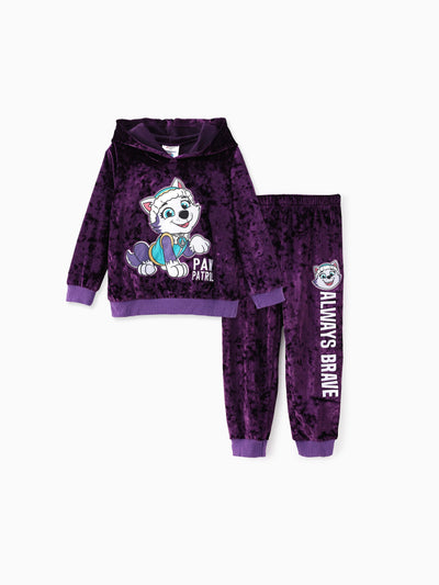 Ensemble 2 pièces sweat à capuche et pantalon en velours Everest pour petite fille de la Pat' Patrouille, violet