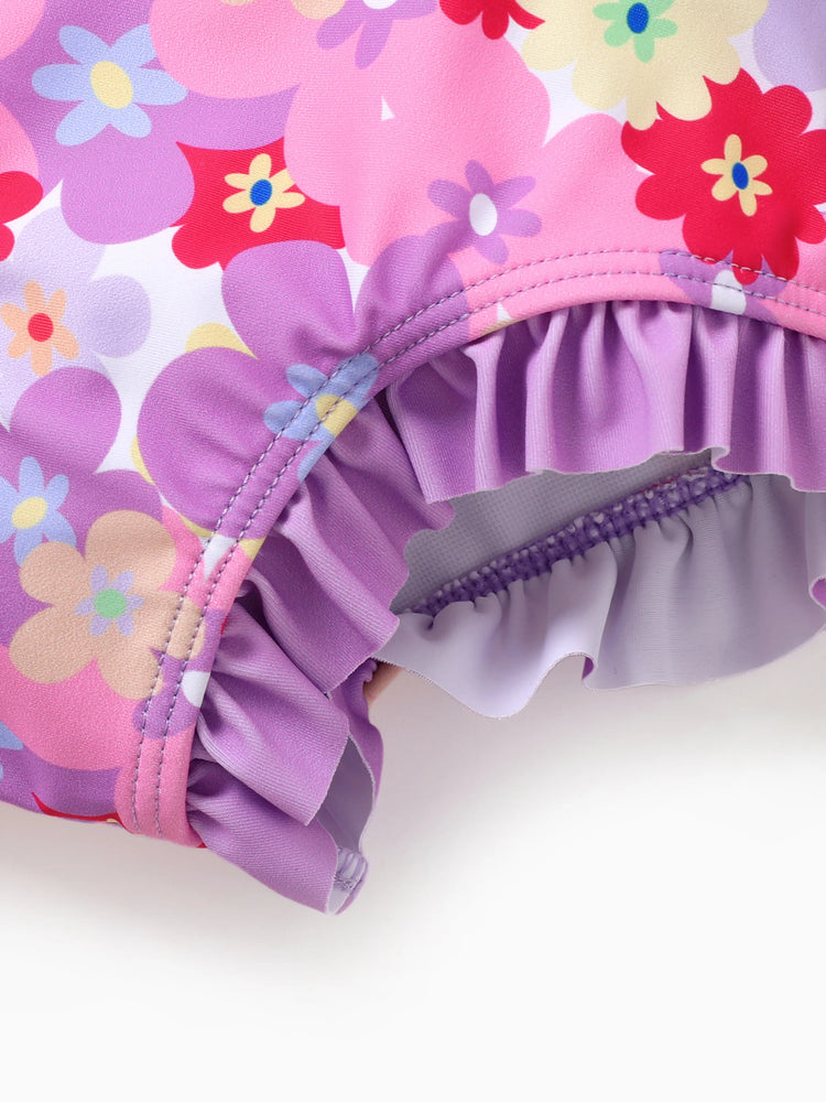 Disney Prinzessin Kleinkind Mädchen 2pcs Ariel Charakter Print Kurzärmeliges Oberteil und Shorts Badeanzug lila