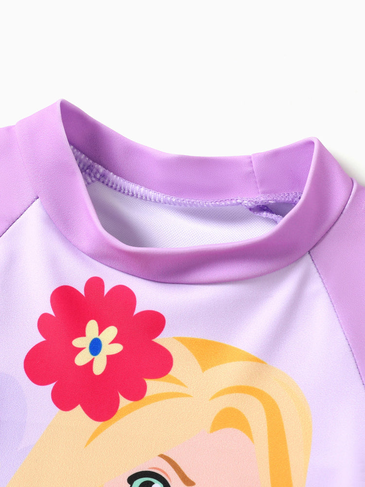 Disney Prinzessin Kleinkind Mädchen 2pcs Ariel Charakter Print Kurzärmeliges Oberteil und Shorts Badeanzug lila