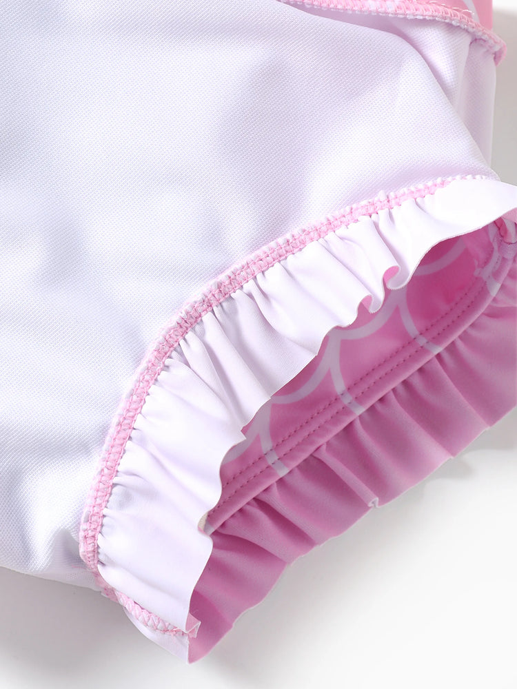 Disney Prinzessin Kleinkind Mädchen 2pcs Ariel Charakter Print Kurzärmeliges Oberteil und Shorts Badeanzug rosa