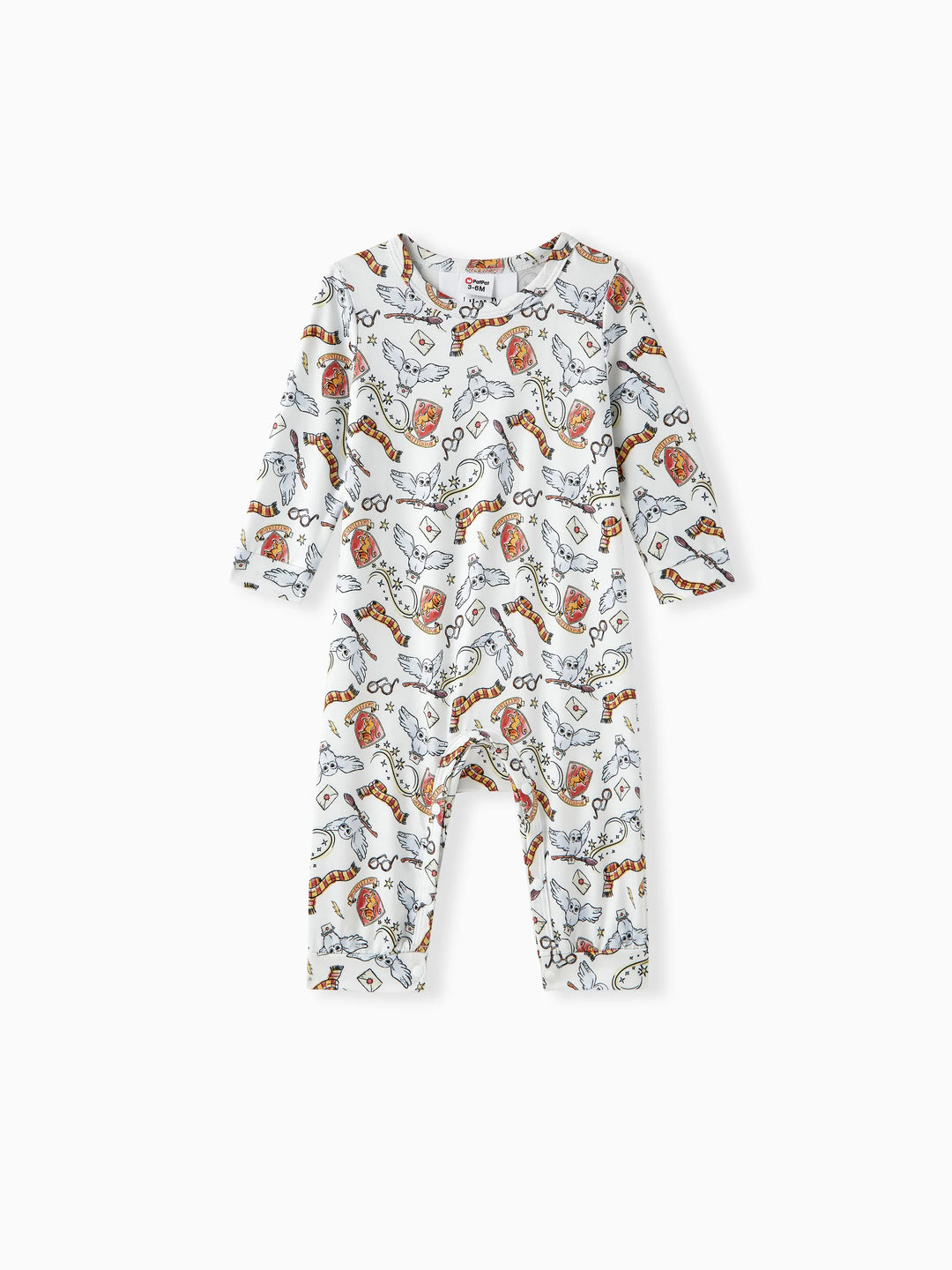 Harry Potter Baby Boy/Girl Gryffindor Owl Allover Jumpsuit White