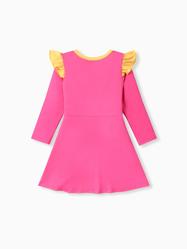 Disney Princess Toddler Girl Belle Print Ruffled Dress Pink