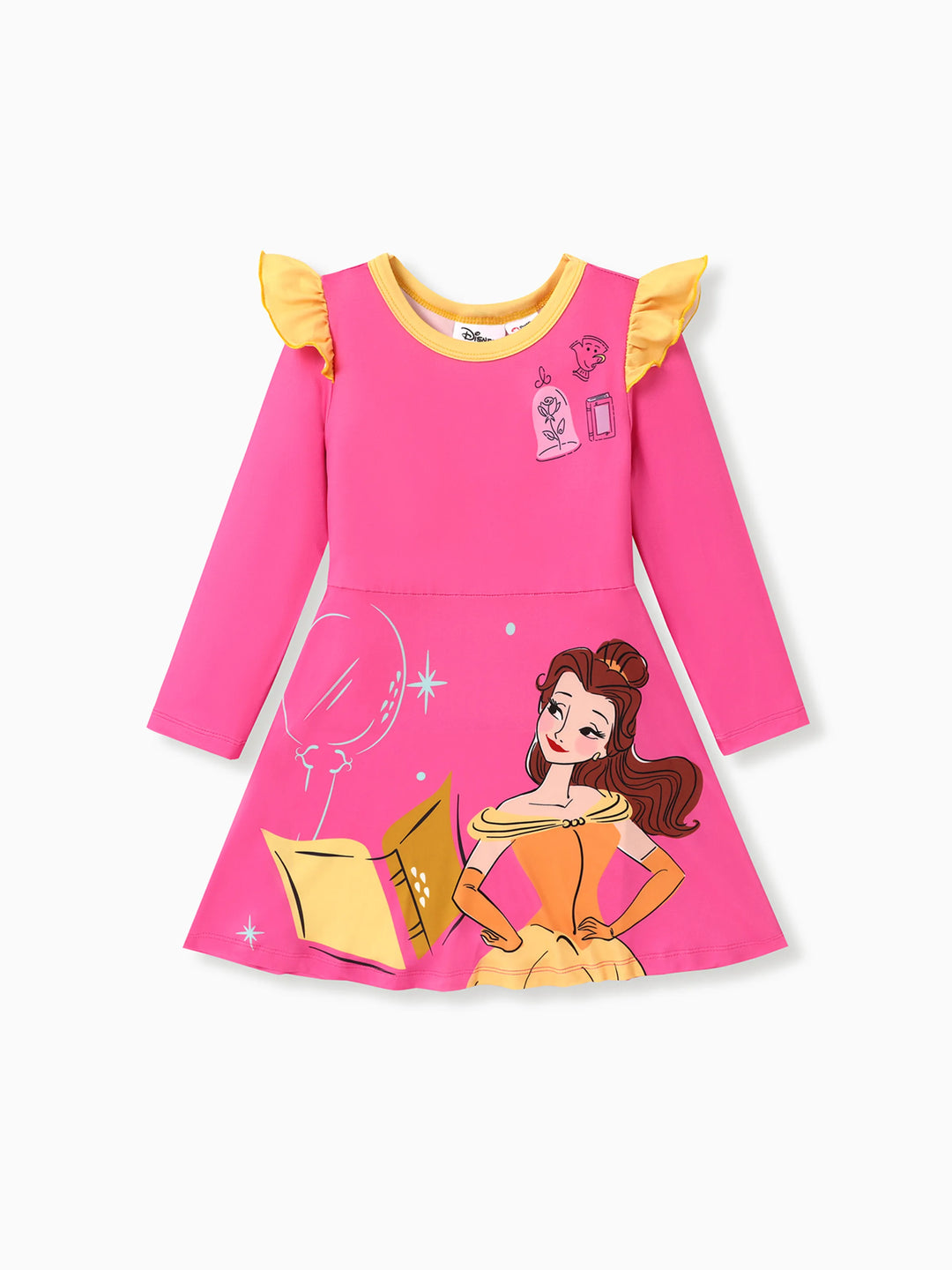 Disney Princess Toddler Girl Belle Print Ruffled Dress Pink