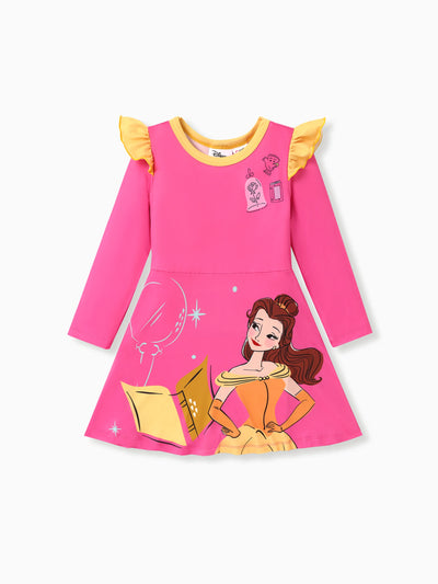 Robe à volants imprimée Belle Princesse Disney pour petite fille, rose