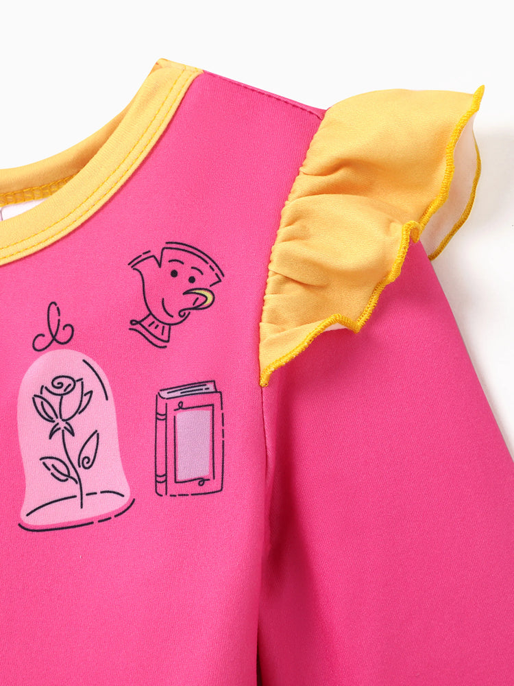 Disney Princess Toddler Girl Belle Print Ruffled Dress Pink