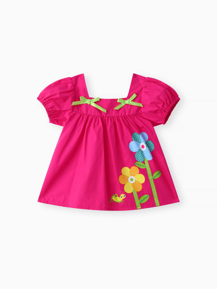Ensemble 2 pièces haut et short à encolure carrée et motif floral pour bébé fille Roseo