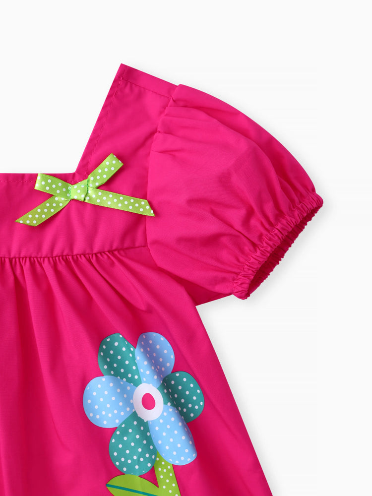 Ensemble 2 pièces haut et short à encolure carrée et motif floral pour bébé fille Roseo