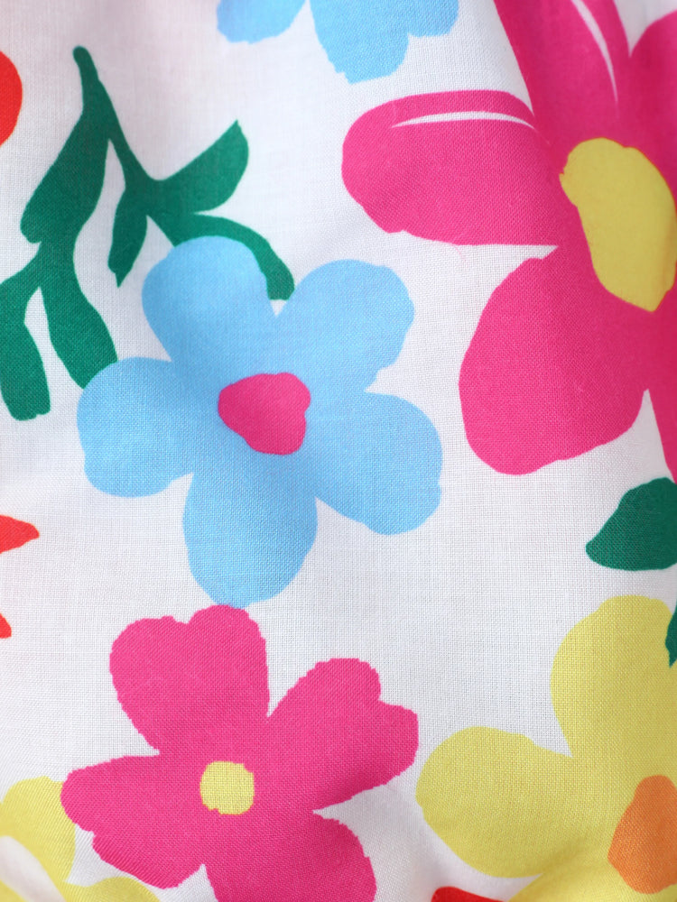 Ensemble 2 pièces haut et short à encolure carrée et motif floral pour bébé fille Roseo