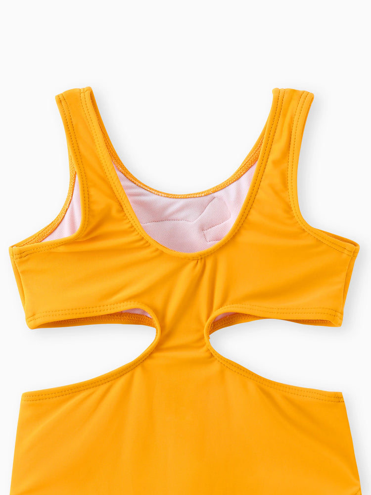 Toddler Girl Playful Giraffe Design Sleeveless Onepiece Swimsuit Orange