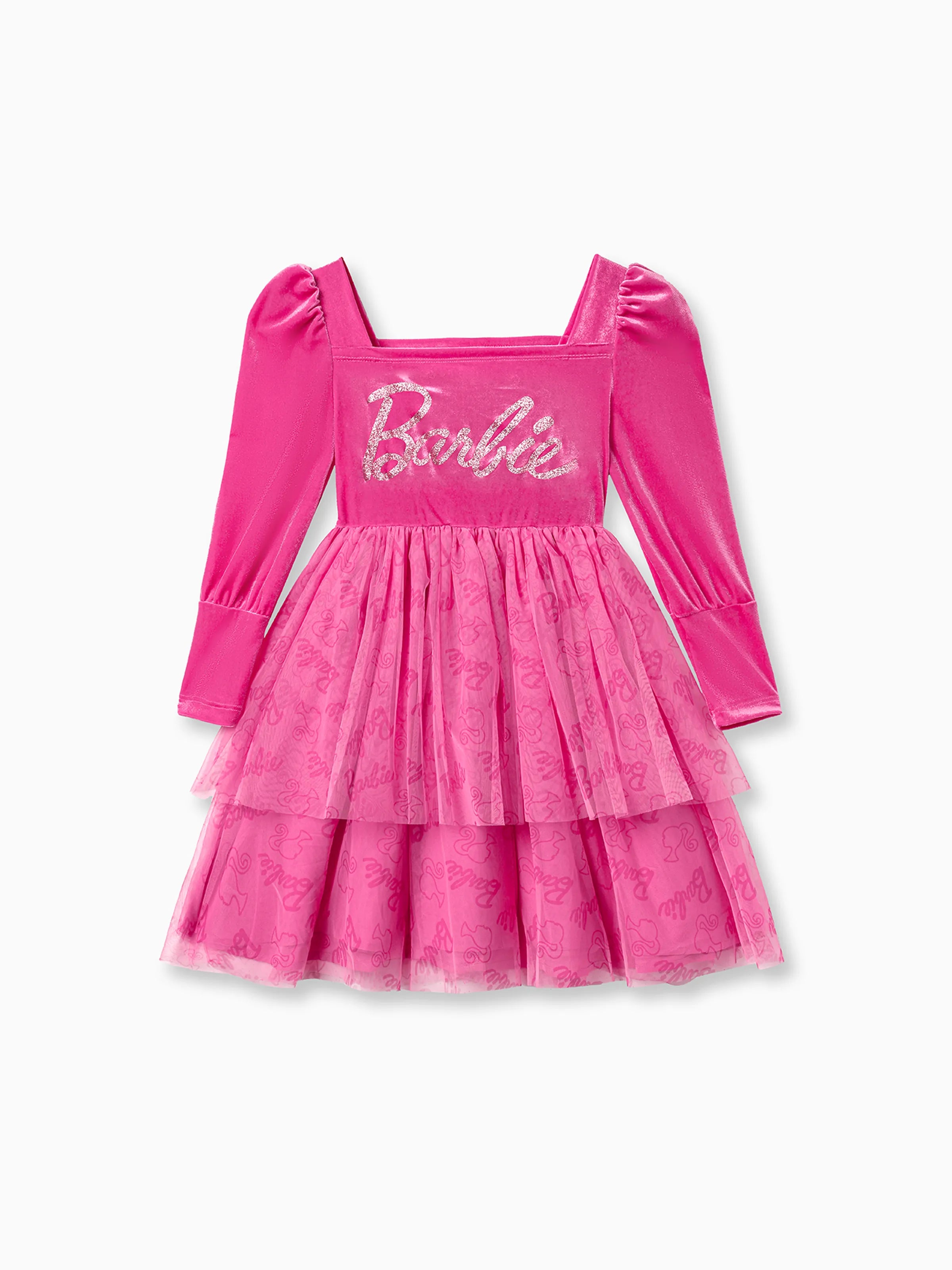 Princess Barbie Fancy Dress Speech Barbie Kid Girl Glitter Letter Graphic Long-sleeve Mesh Fairy Dress Princess Barbie Fancy Dress Speech Barbie Kid Girl Glitter Letter Graphic Long-sleeve Mesh Fairy Dress