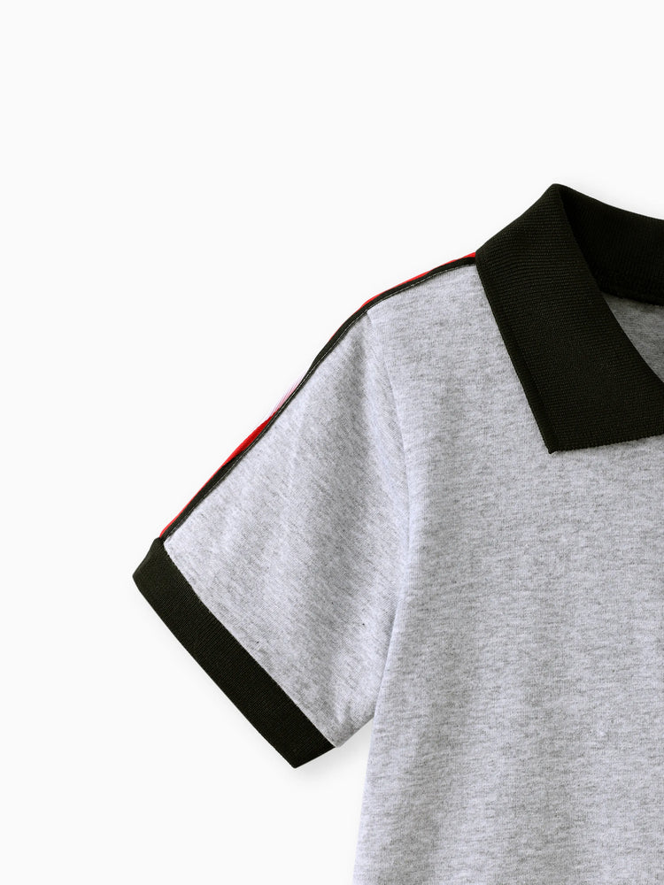 Ensemble 2 pièces polo et short rayés pour tout-petit garçon, gris clair