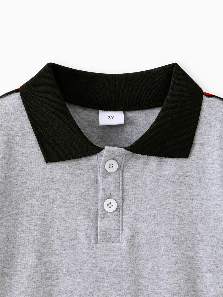 Ensemble 2 pièces polo et short rayés pour tout-petit garçon, gris clair