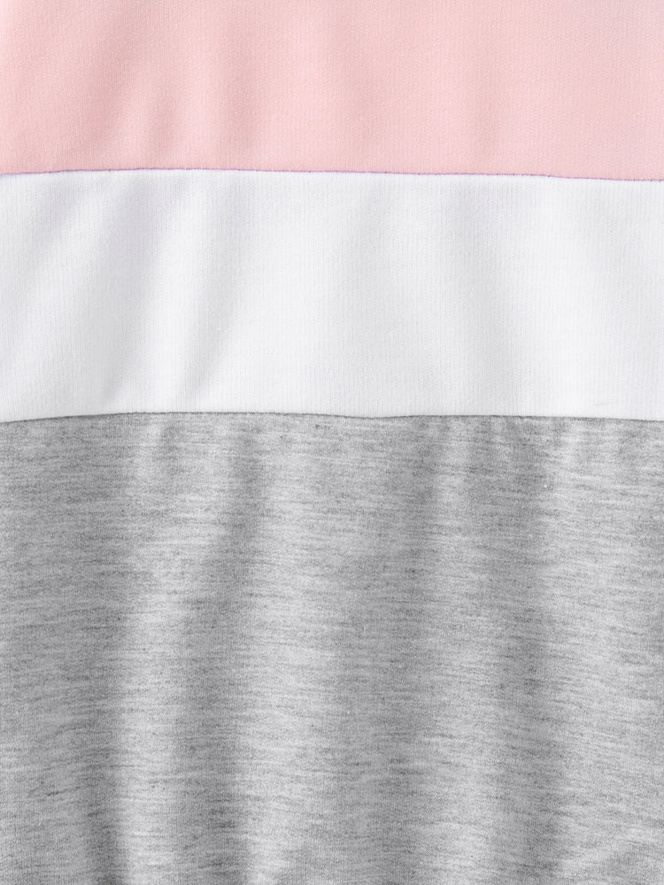 Kleinkind Mädchen 2tlg. Farbblock-Sweatshirt und Hose Set Mehrfarbig