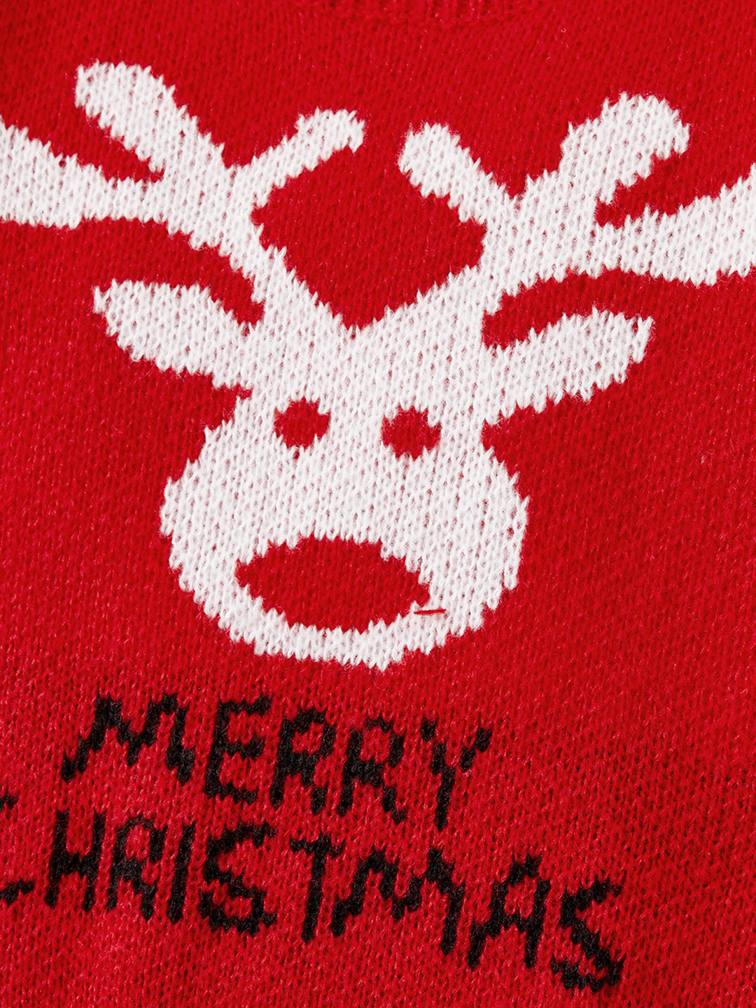 Christmas Family Matching Tops Childlike Christmas Reindeer Print Long Sleeve Sweater Red