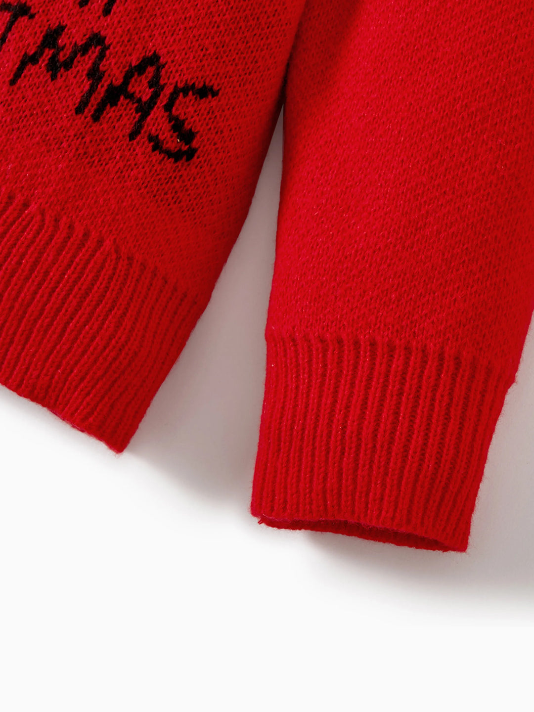 Christmas Family Matching Tops Childlike Christmas Reindeer Print Long Sleeve Sweater Red