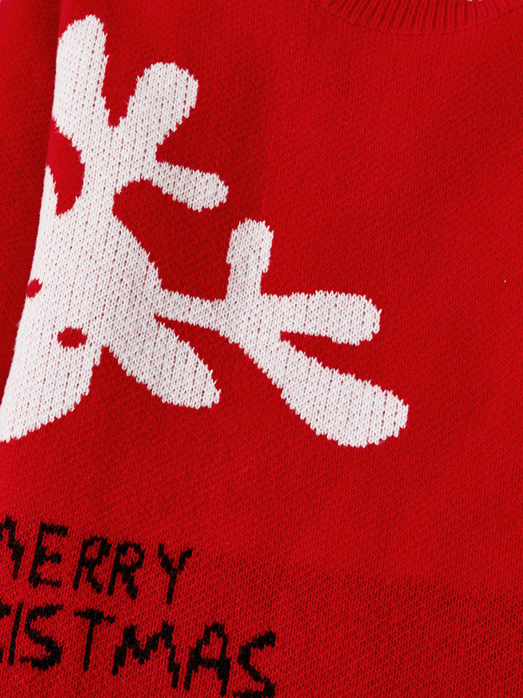 Christmas Family Matching Tops Childlike Christmas Reindeer Print Long Sleeve Sweater Red