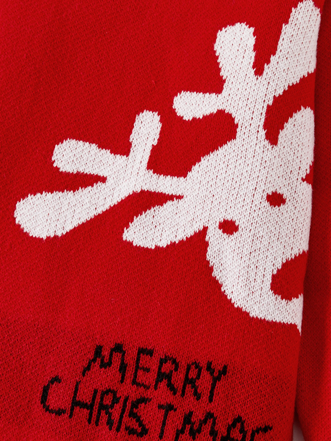 Christmas Family Matching Tops Childlike Christmas Reindeer Print Long Sleeve Sweater Red