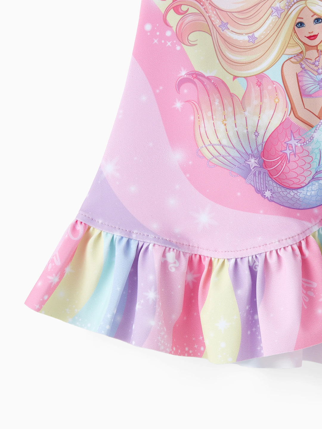 Barbie Toddler/Kid Girl 3pcs Magical Rainbow Mermaid Print Swimsuit Set Multi-color