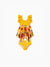Toddler Girl Floral Drawstring Flowy Spliced Mesh Swim Dress with Triangle Swim Bottom Yellow