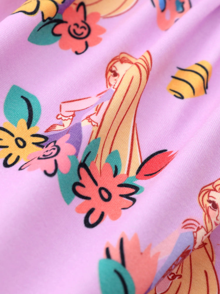 Robe à volants fleurie Disney Princess Raiponce pour petite fille, ensemble 1 pièce Naia™, rose