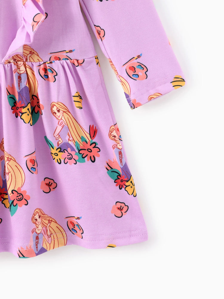 Robe à volants fleurie Disney Princess Raiponce pour petite fille, ensemble 1 pièce Naia™, rose