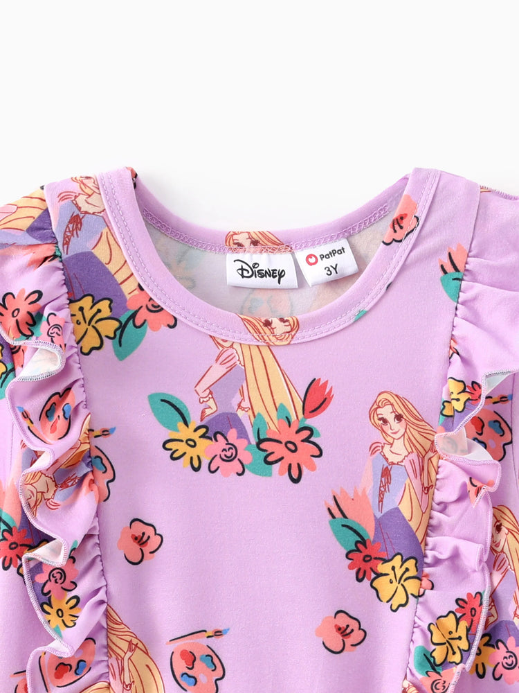 Robe à volants fleurie Disney Princess Raiponce pour petite fille, ensemble 1 pièce Naia™, rose