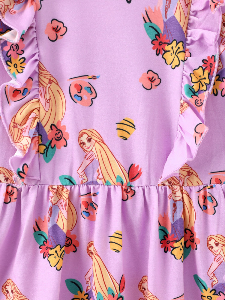 Robe à volants fleurie Disney Princess Raiponce pour petite fille, ensemble 1 pièce Naia™, rose