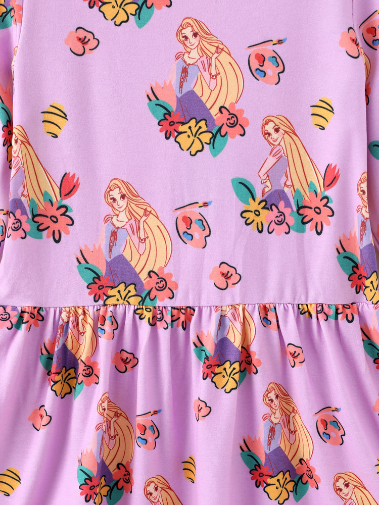 Robe à volants fleurie Disney Princess Raiponce pour petite fille, ensemble 1 pièce Naia™, rose