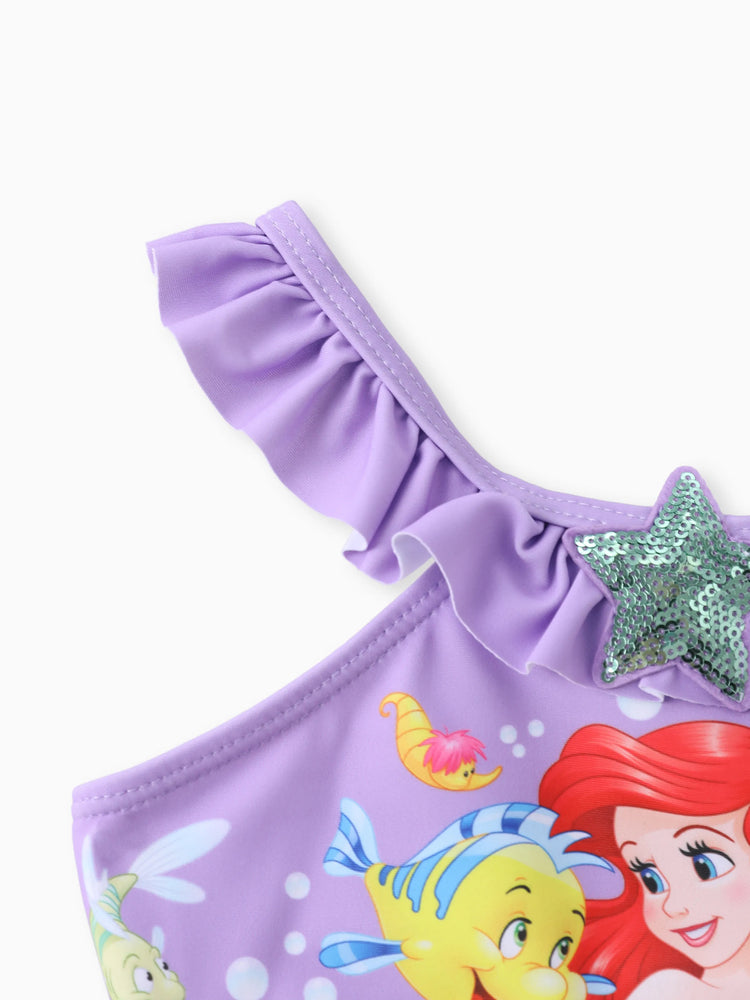 Disney Prinzessin Geschwister Passende Ariel Glänzende Stern Muster Design Badeanzug blau