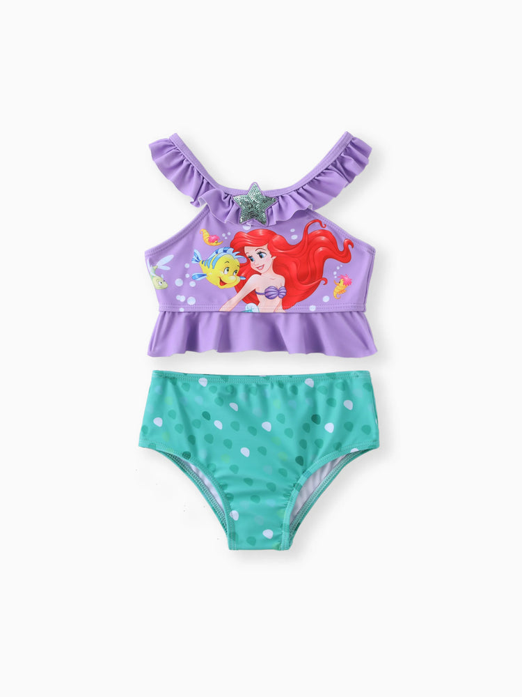 Disney Prinzessin Geschwister Passende Ariel Glänzende Stern Muster Design Badeanzug blau