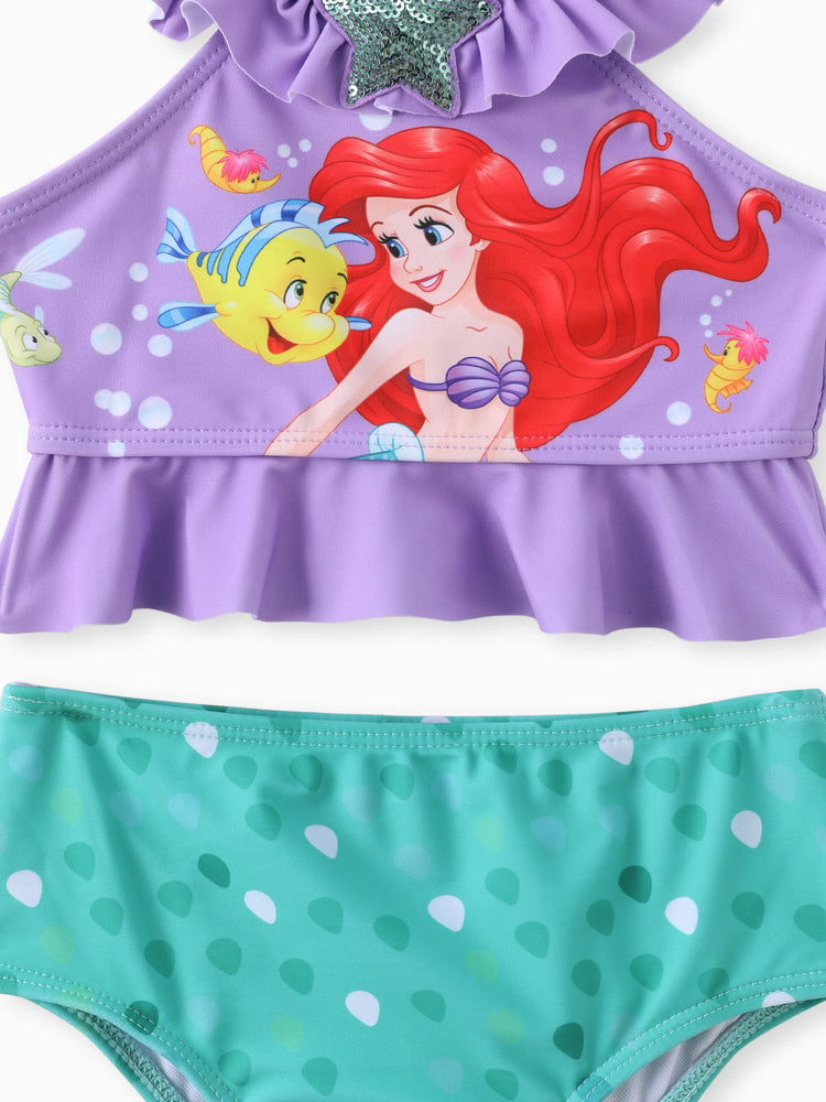Disney Prinzessin Geschwister Passende Ariel Glänzende Stern Muster Design Badeanzug blau
