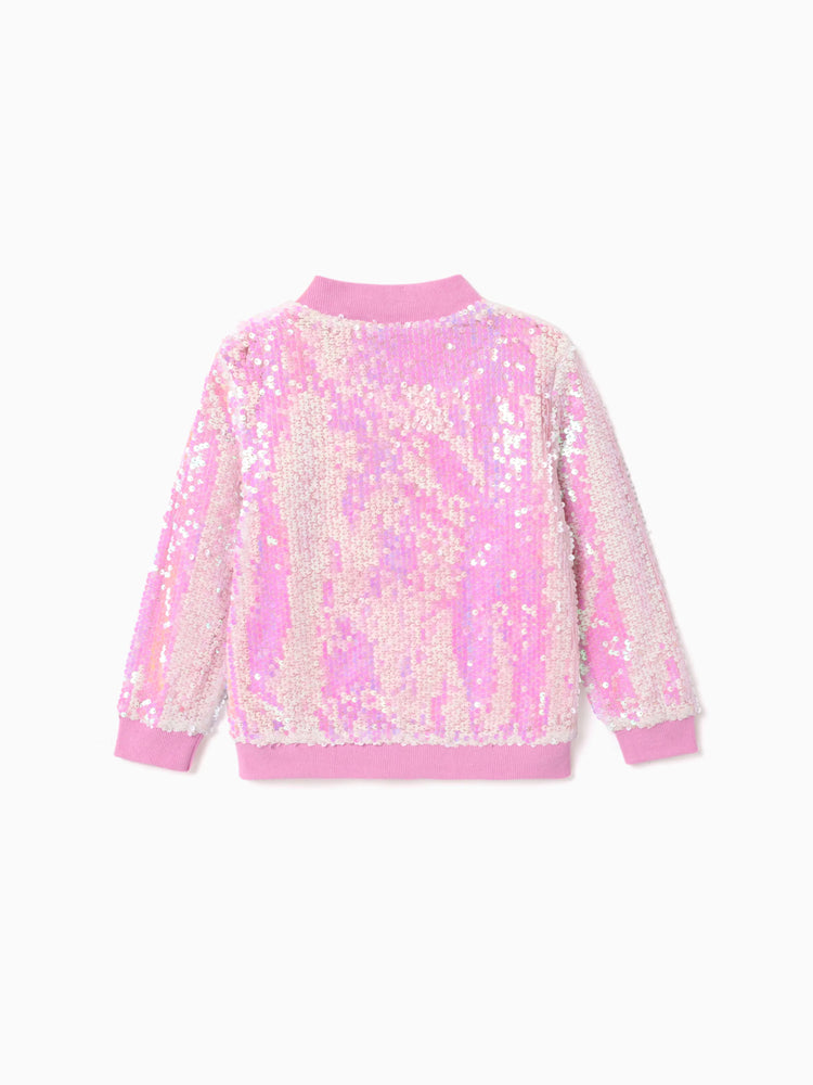 Disney Princess Toddler Girl Aurora Print Sequin Embroidered Jacket Pink