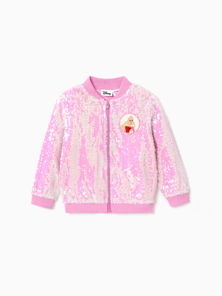Disney Princess Toddler Girl Aurora Print Sequin Embroidered Jacket Pink