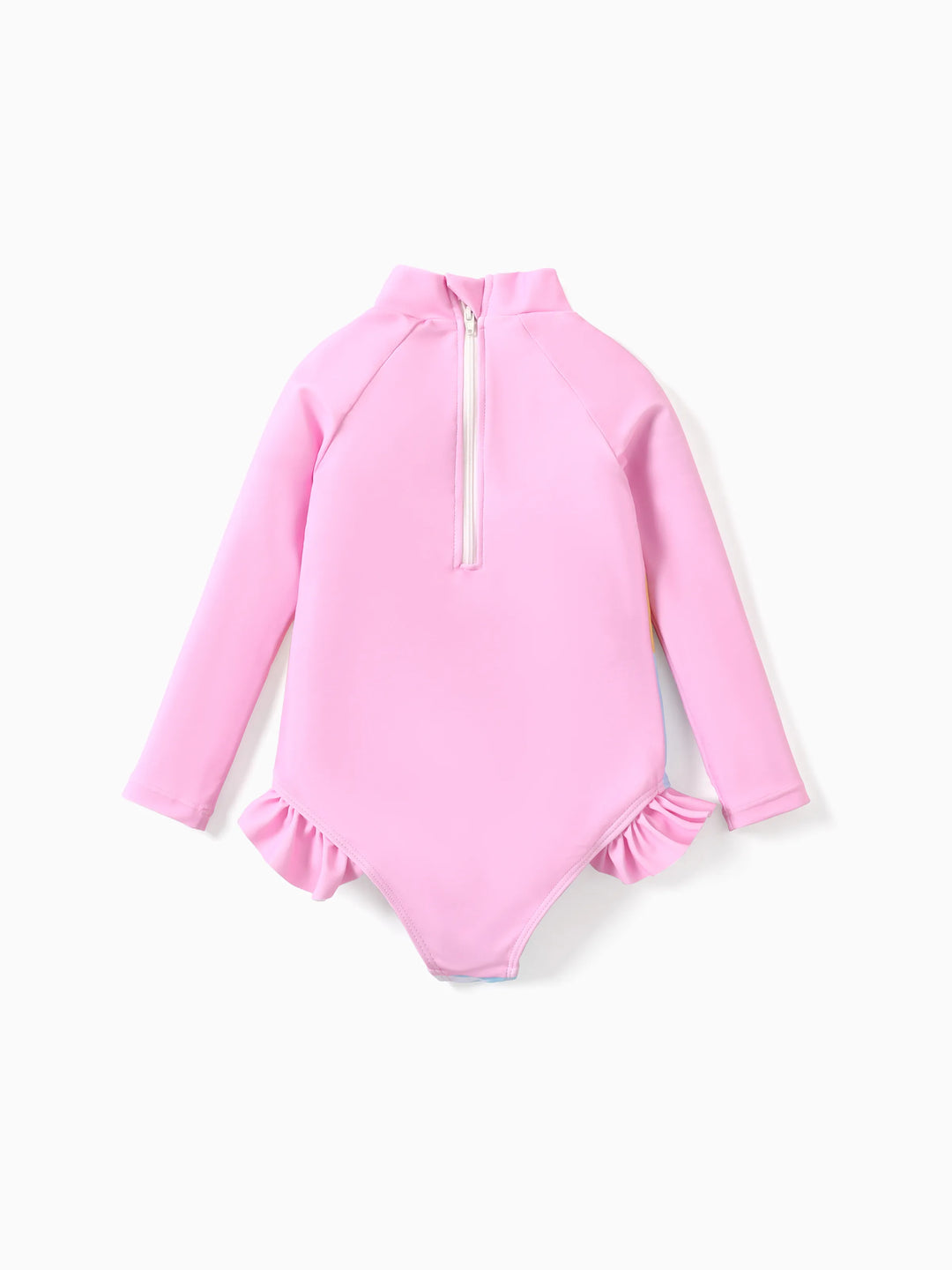 Disney Mickey und Freunde Minnie Mouse 1-teiliger Badeanzug mit gerüschten langen Ärmeln für Kleinkinder/Kinder Mädchen Rosa