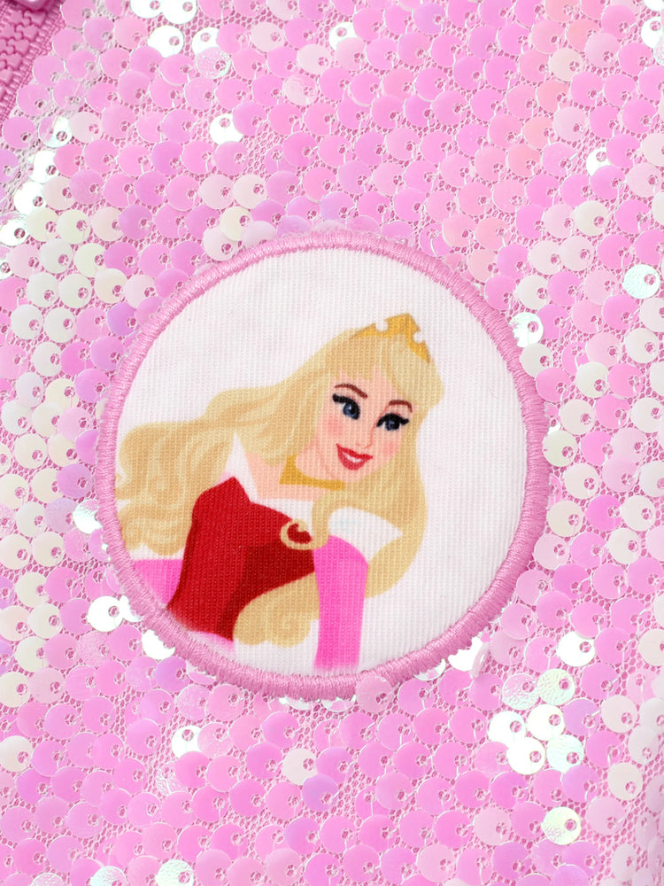 Disney Princess Toddler Girl Aurora Print Sequin Embroidered Jacket Pink