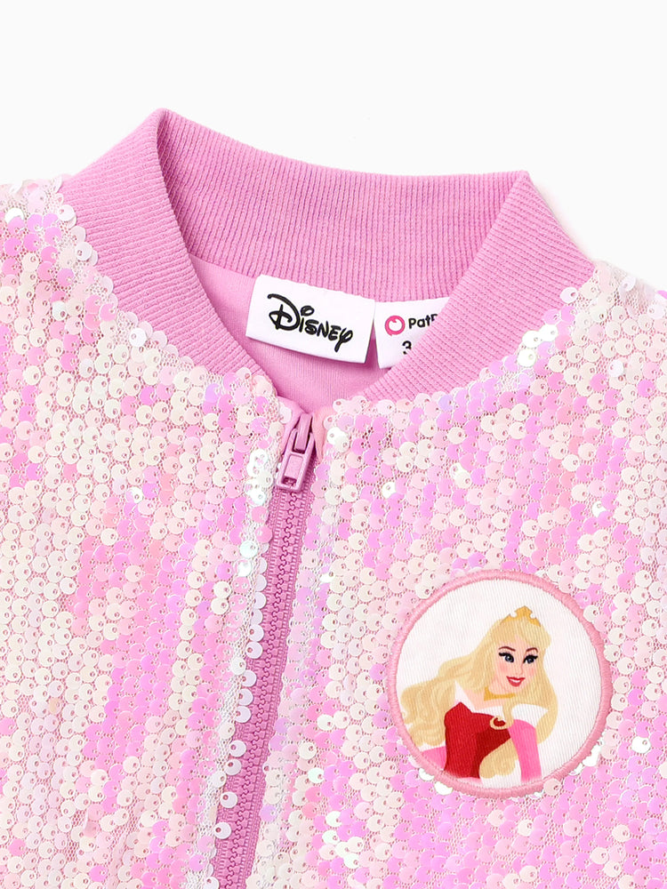 Disney Princess Toddler Girl Aurora Print Sequin Embroidered Jacket Pink