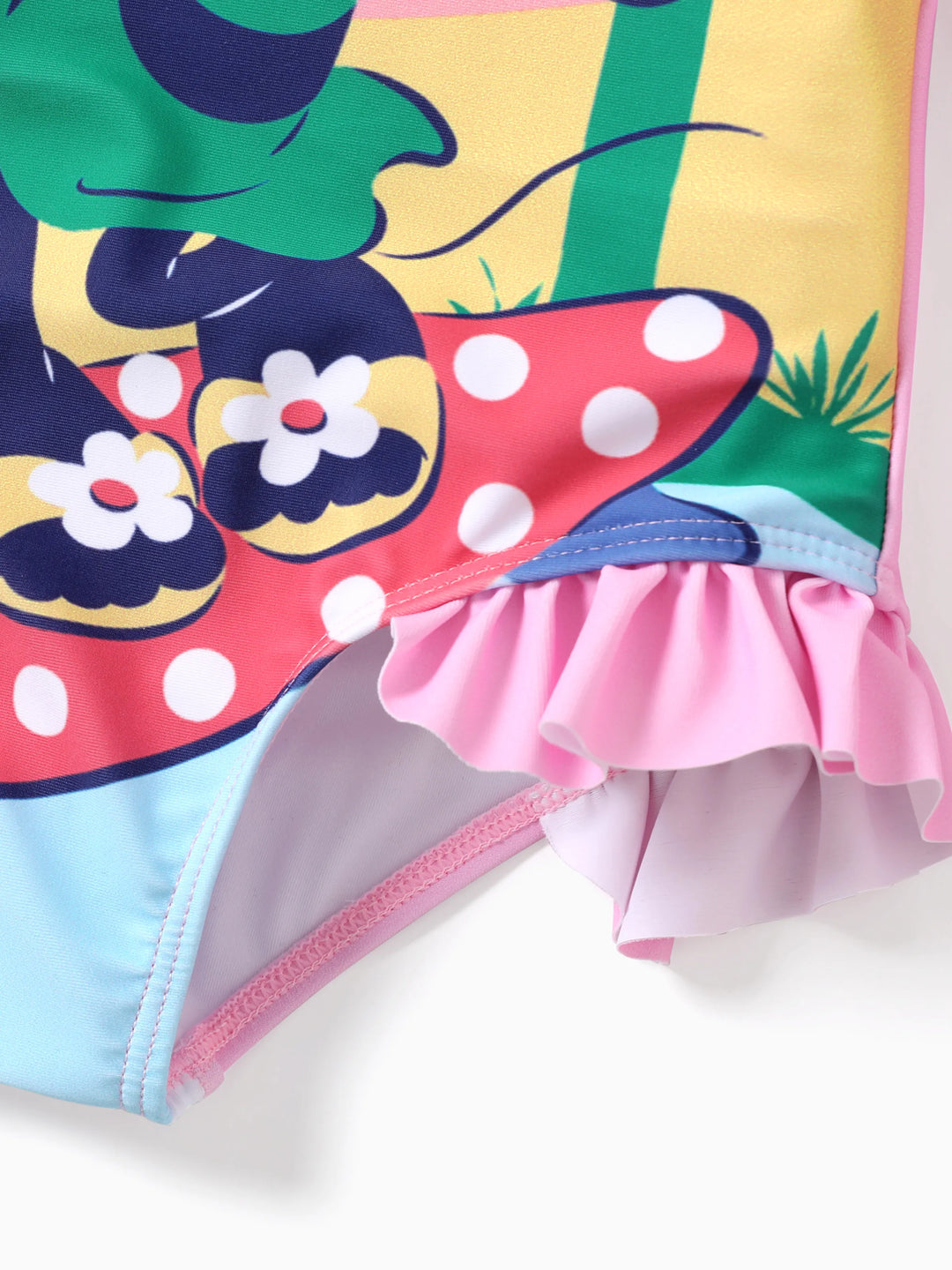 Disney Mickey und Freunde Minnie Mouse 1-teiliger Badeanzug mit gerüschten langen Ärmeln für Kleinkinder/Kinder Mädchen Rosa