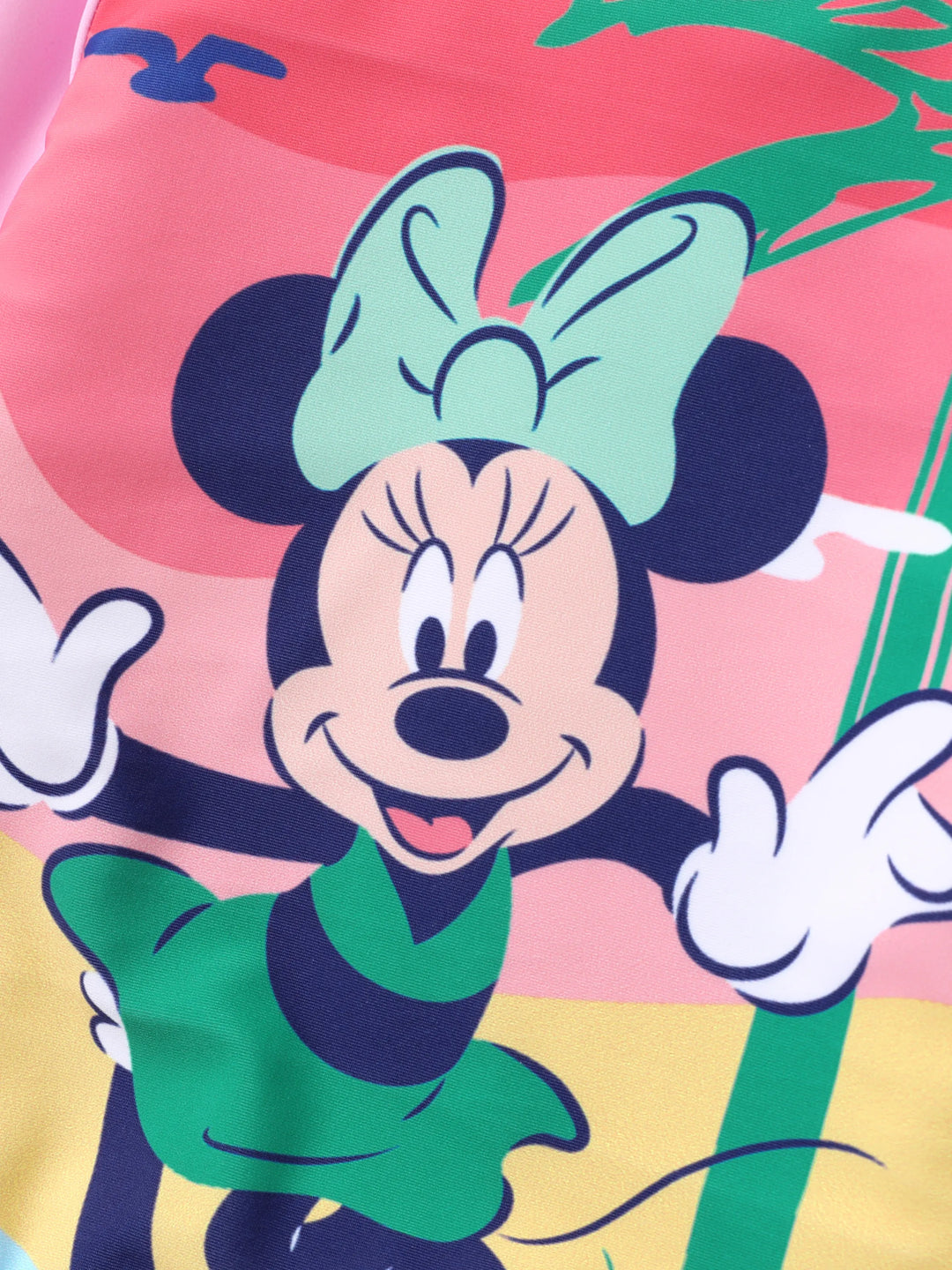 Disney Mickey und Freunde Minnie Mouse 1-teiliger Badeanzug mit gerüschten langen Ärmeln für Kleinkinder/Kinder Mädchen Rosa
