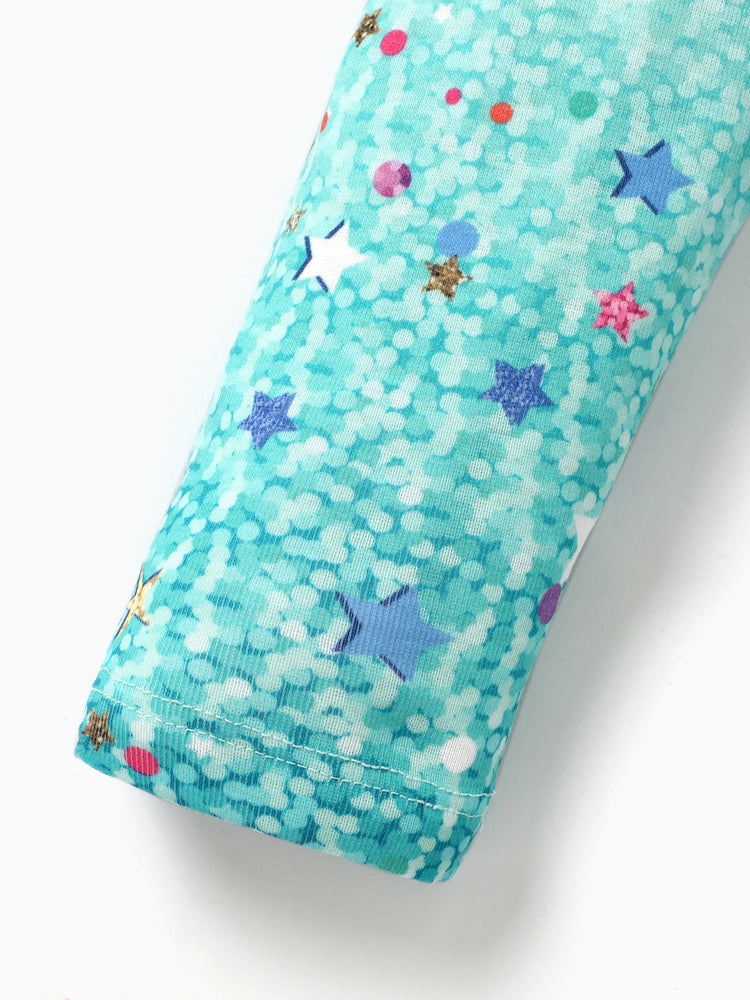 Disney Princess Toddler Girl 2pcs Ariel Ruffled Long-sleeve Top and Sequins Pants Set BlueGreen