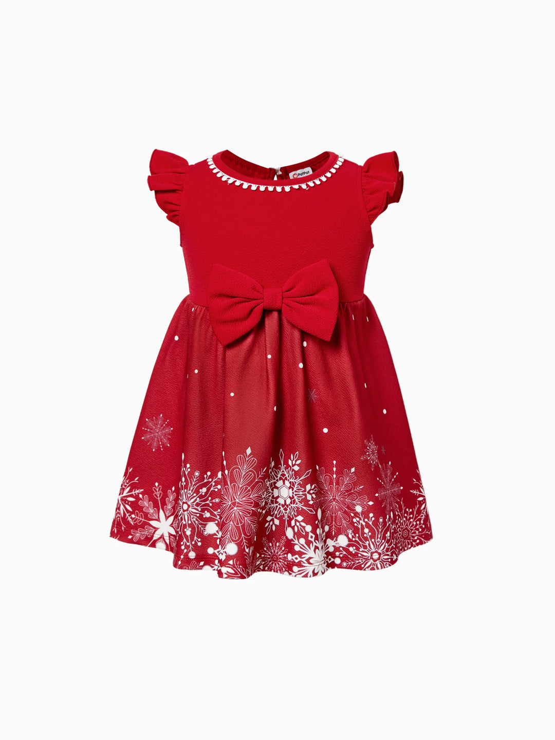 Mommy & Me Snowflake Print Red Off-shoulder/Open-shoulder Sleeveless Dresses Red
