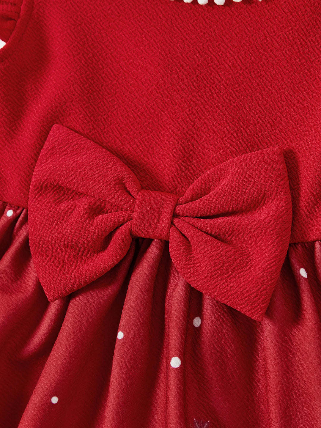 Mommy & Me Snowflake Print Red Off-shoulder/Open-shoulder Sleeveless Dresses Red