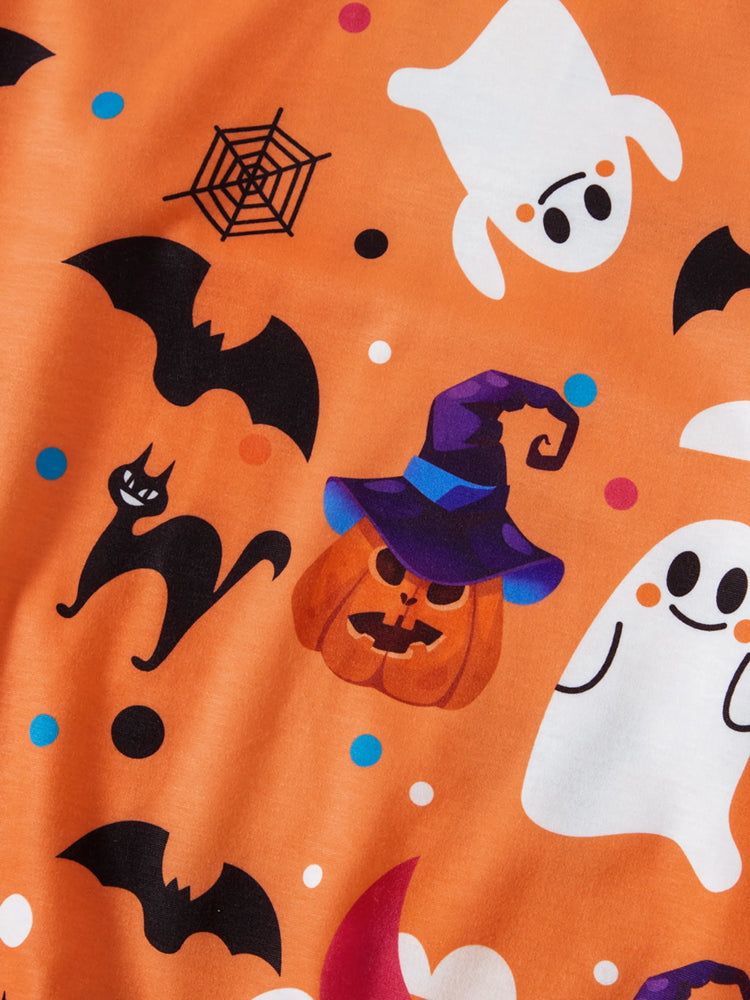 Sweat-shirts à manches longues orange à imprimé fantôme d'Halloween pour maman et moi