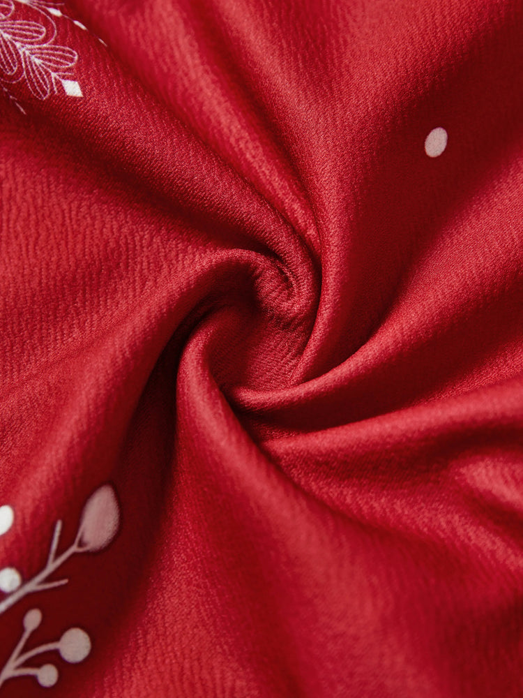 Robe rouge sans manches à épaules dénudées et à imprimé flocons de neige pour maman et moi