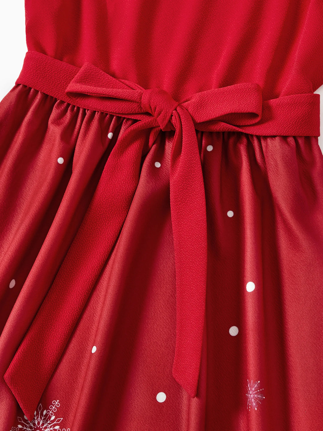 Mommy & Me Snowflake Print Red Off-shoulder/Open-shoulder Sleeveless Dresses Red