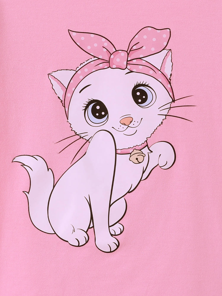 Kindliches Tiermuster Flatterärmel Kleinkind Mädchen 2er Set rosa