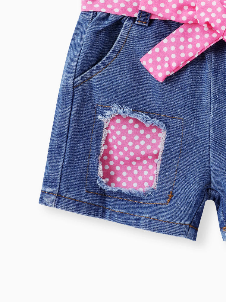 Kindliches Tiermuster Flatterärmel Kleinkind Mädchen 2er Set rosa