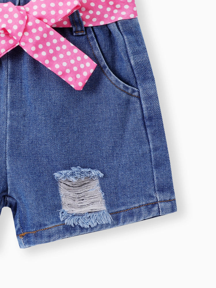 Kindliches Tiermuster Flatterärmel Kleinkind Mädchen 2er Set rosa