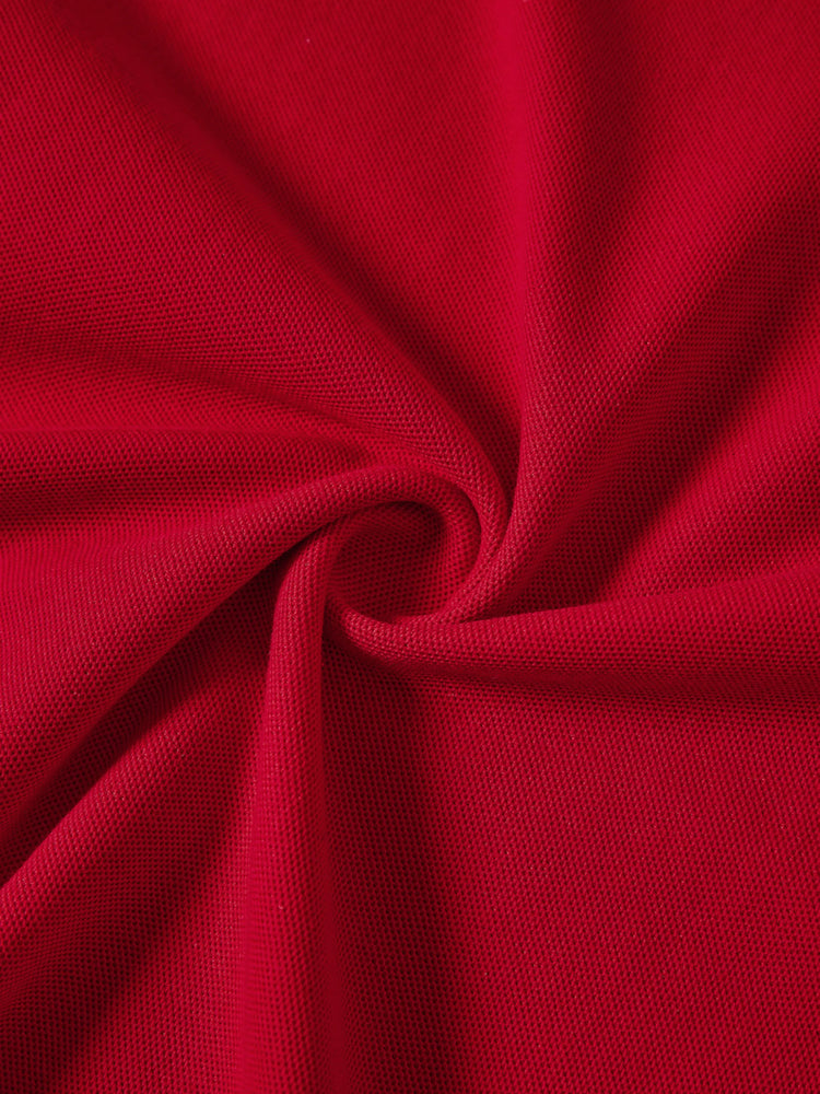 Ensembles assortis pour toute la famille : hauts à manches courtes et col à revers, couleur unie, robes sirène/en maille, rouge