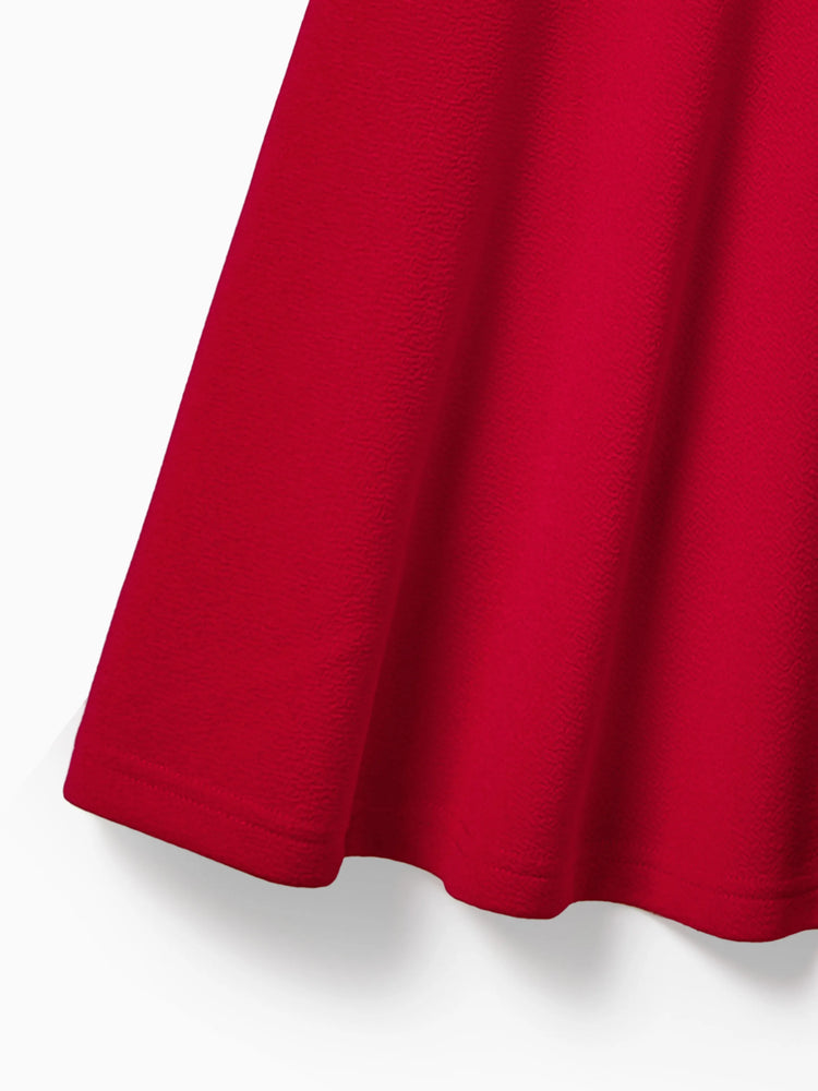 Ensembles assortis pour toute la famille : hauts à manches courtes et col à revers, couleur unie, robes sirène/en maille, rouge