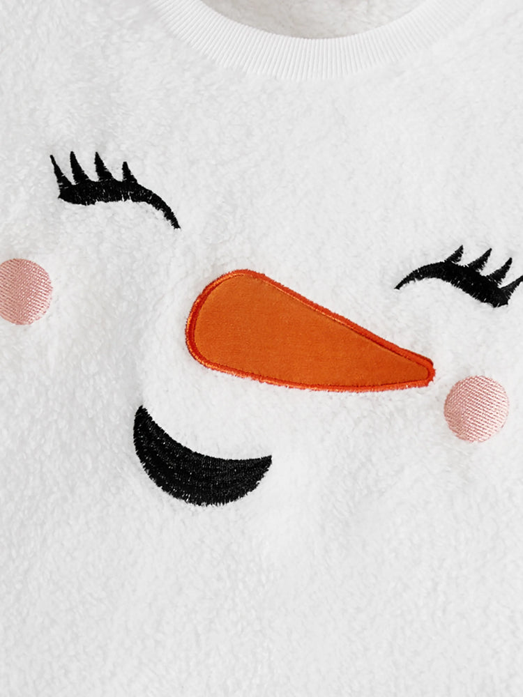 Christmas Family Matching Snowman Fleece Tops White